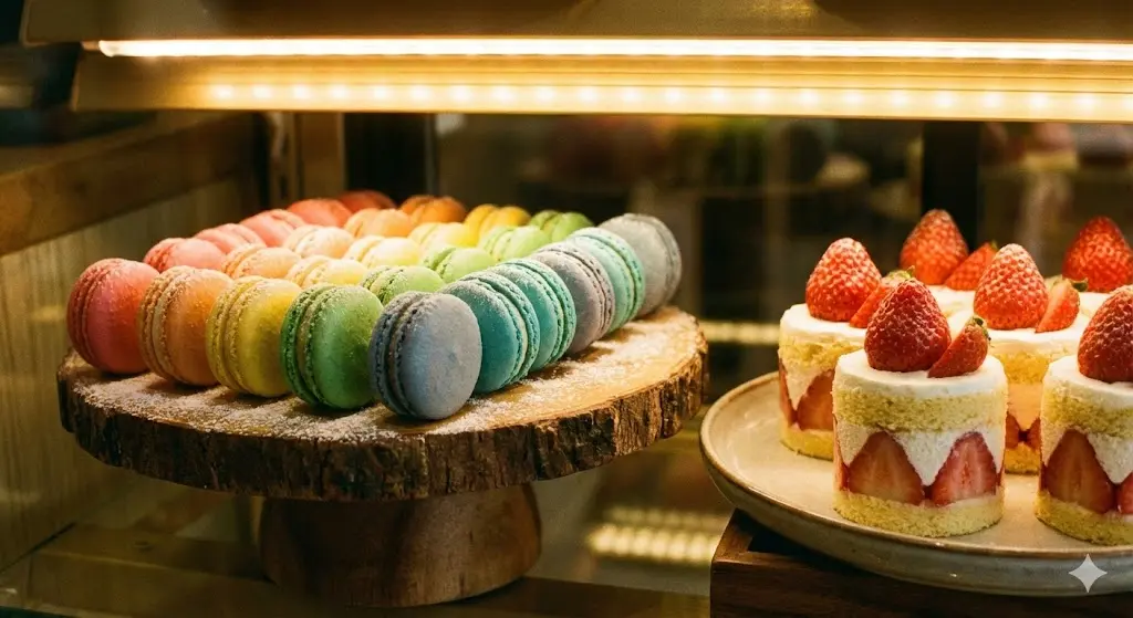 디저트의 원색을 그대로 살려주는 특수 조명 솔루션