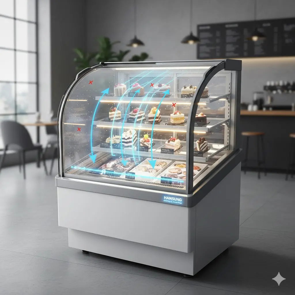 냉동쇼케이스 성에 방지 및 결로 차단 기술 강조