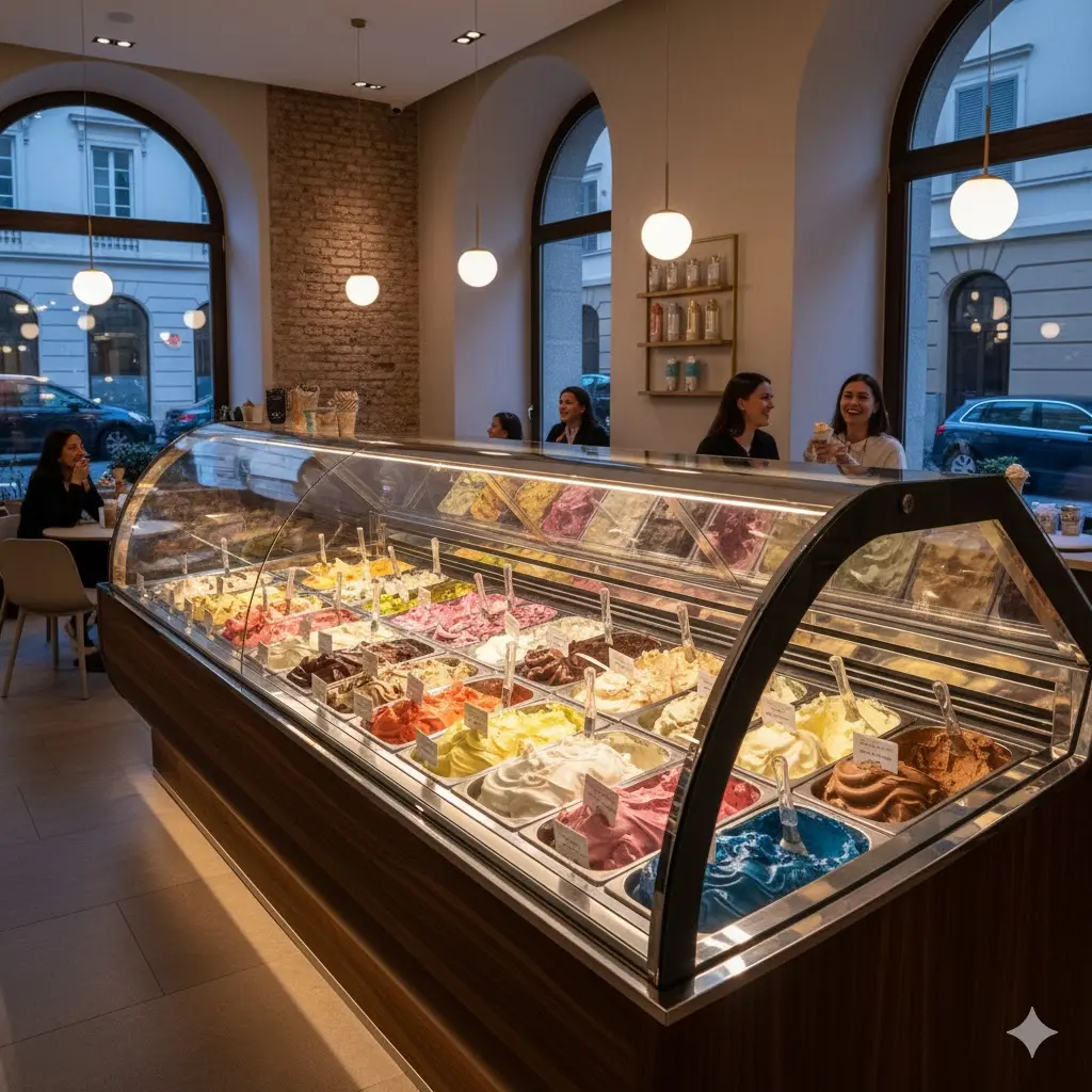 매장 콘셉트에 맞춘 한성쇼케이스의 젤라또 전용 맞춤 라인업