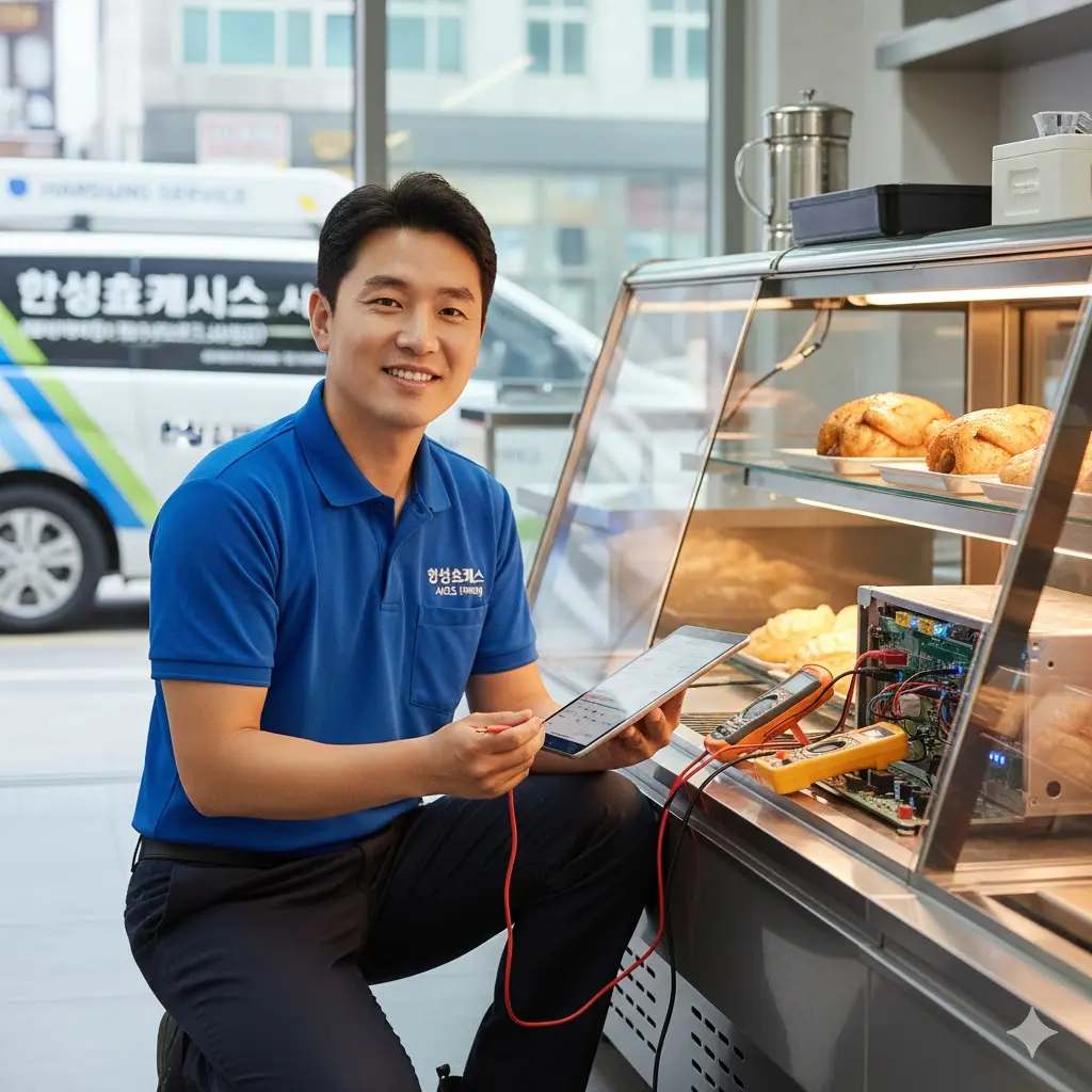 전국 서비스 망을 통해 24시간 안심할 수 있는 한성쇼케이스 A/S