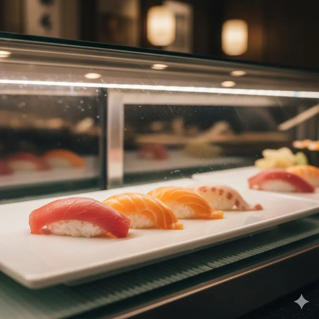 초밥쇼케이스 유리 결로 방지 기술 및 선명한 전시 이미지