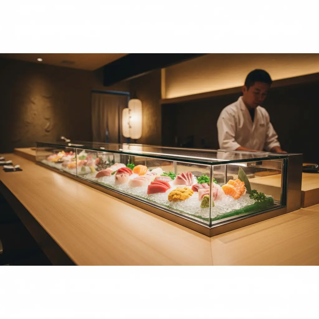 오마카세 전문점용 맞춤형 초밥쇼케이스 설치 사례