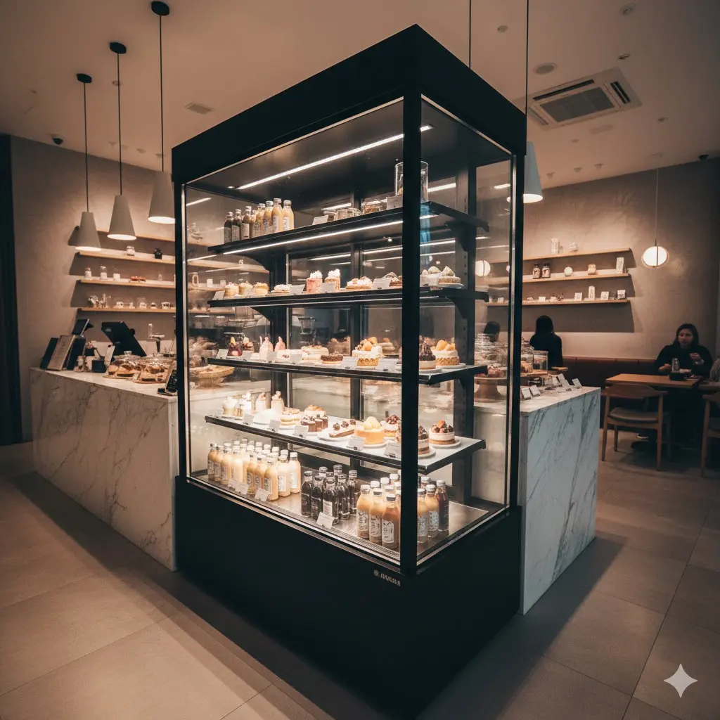 핫플레이스 카페 인테리어를 완성하는 프리미엄 오픈쇼케이스 추천 사진.