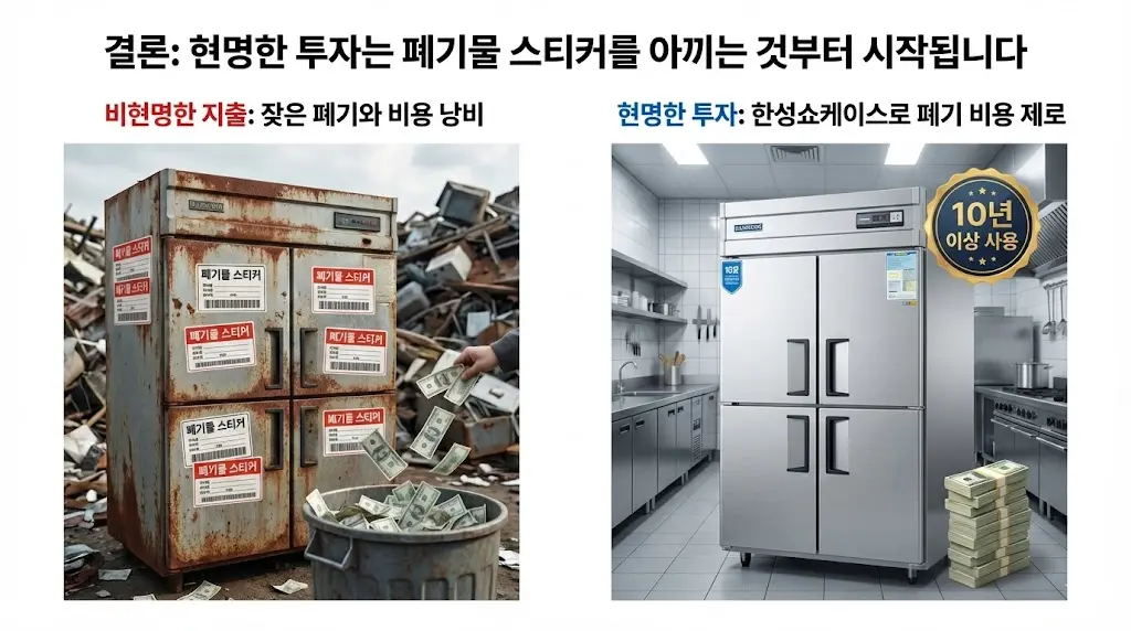 업소용냉장고폐기 걱정 없는 고내구성 제품 사용으로 성공적인 매장을 운영하는 사장님의 모습