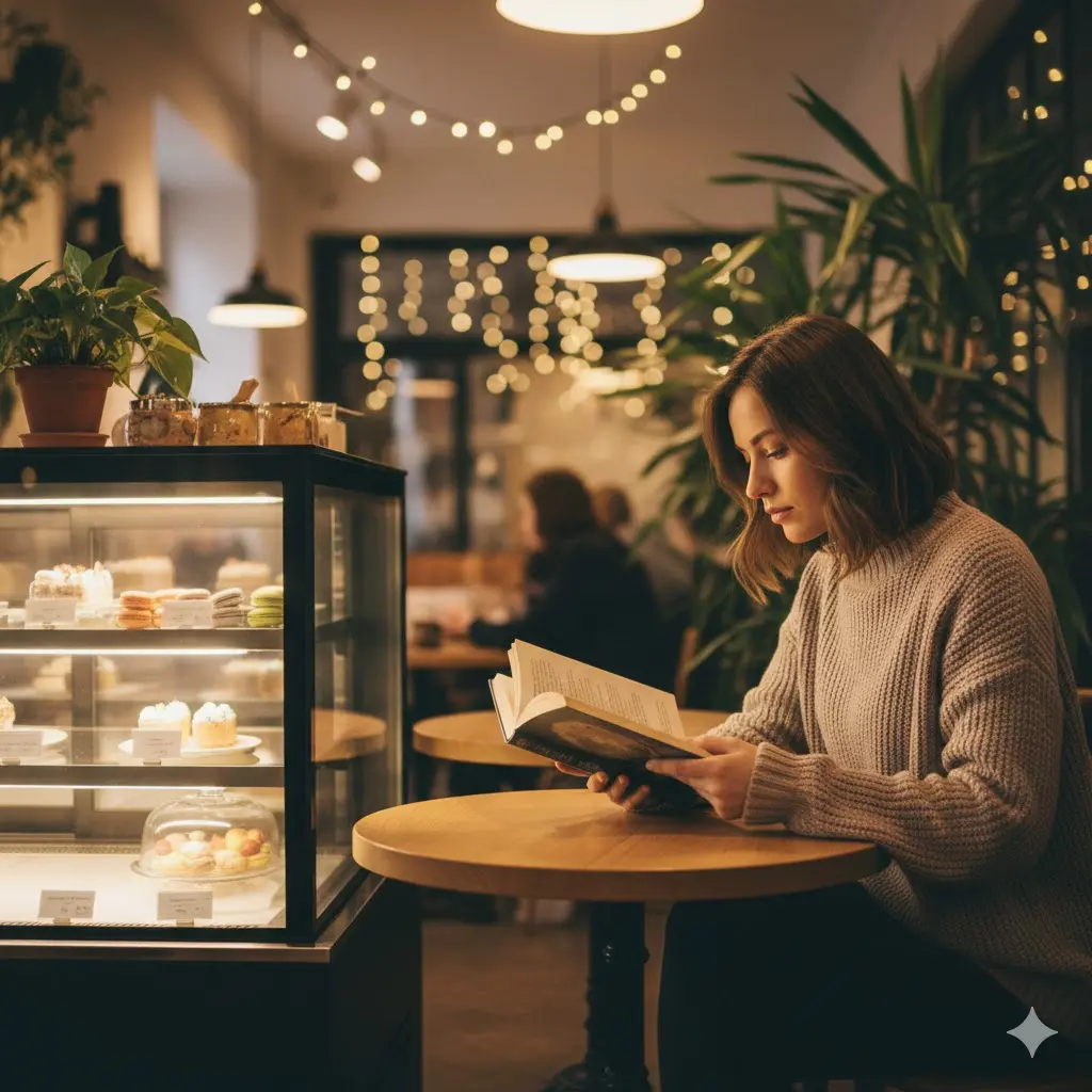 조용한 카페 분위기를 유지해 주는 저소음 냉장쇼케이스 효과.