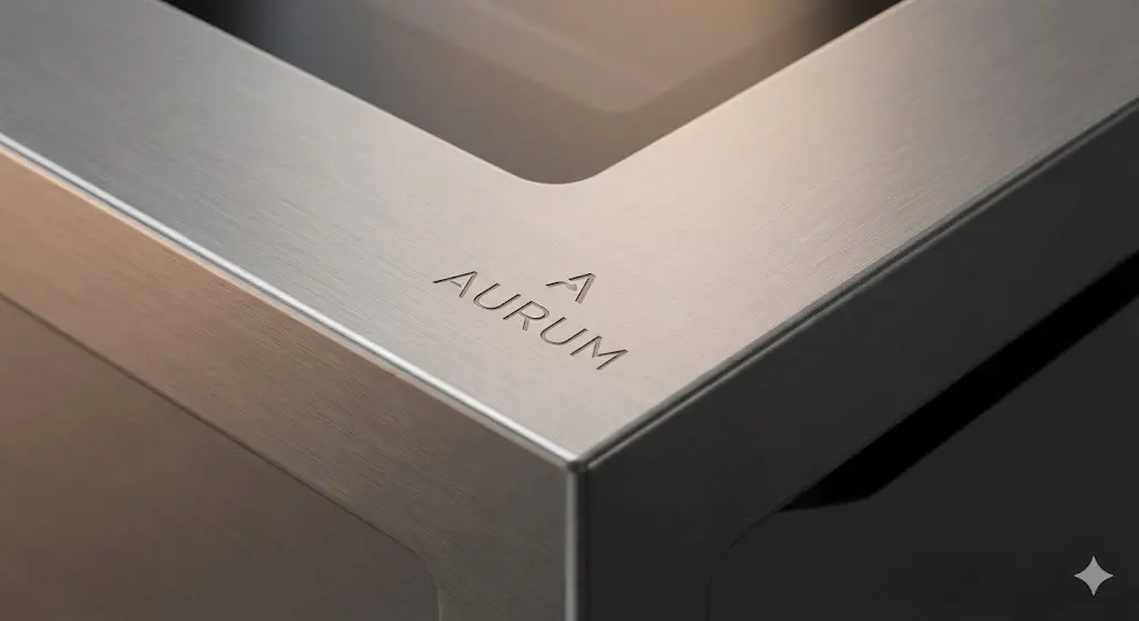 하이엔드 디저트진열대에 사용된 프리미엄 스테인리스 소재 질감.