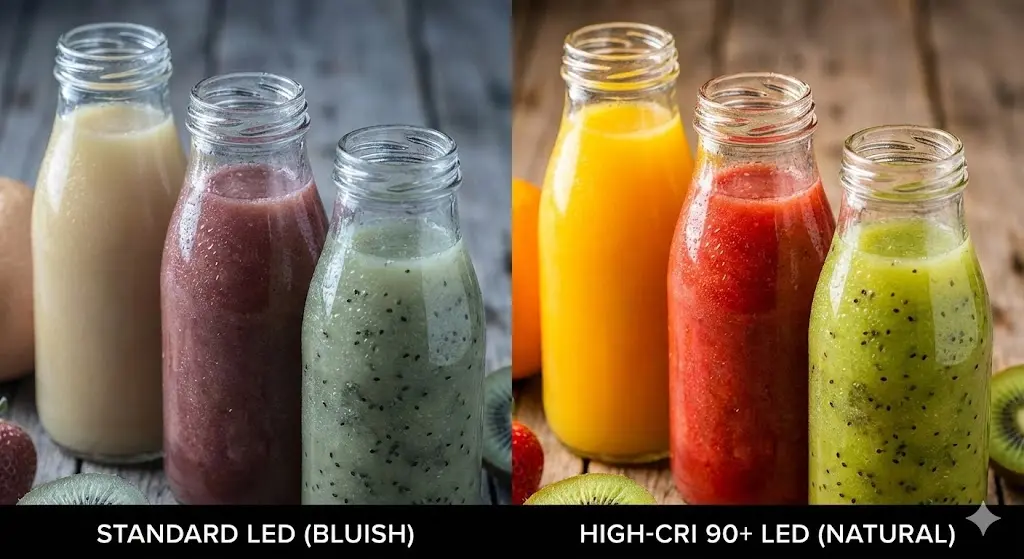 제품을 더 가치 있게 만드는 CRI 90 이상의 압도적인 조명 기술력.