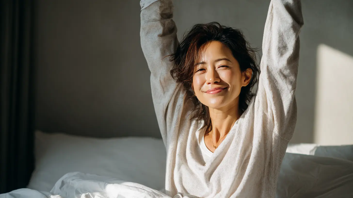 녹트리서치 수면영양제 복용 후 일어나는 여성 | 녹트리서치