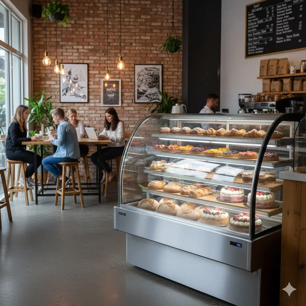 베이커리 매대 결로 방지 유리로 디저트 색감이 살아나는 진열