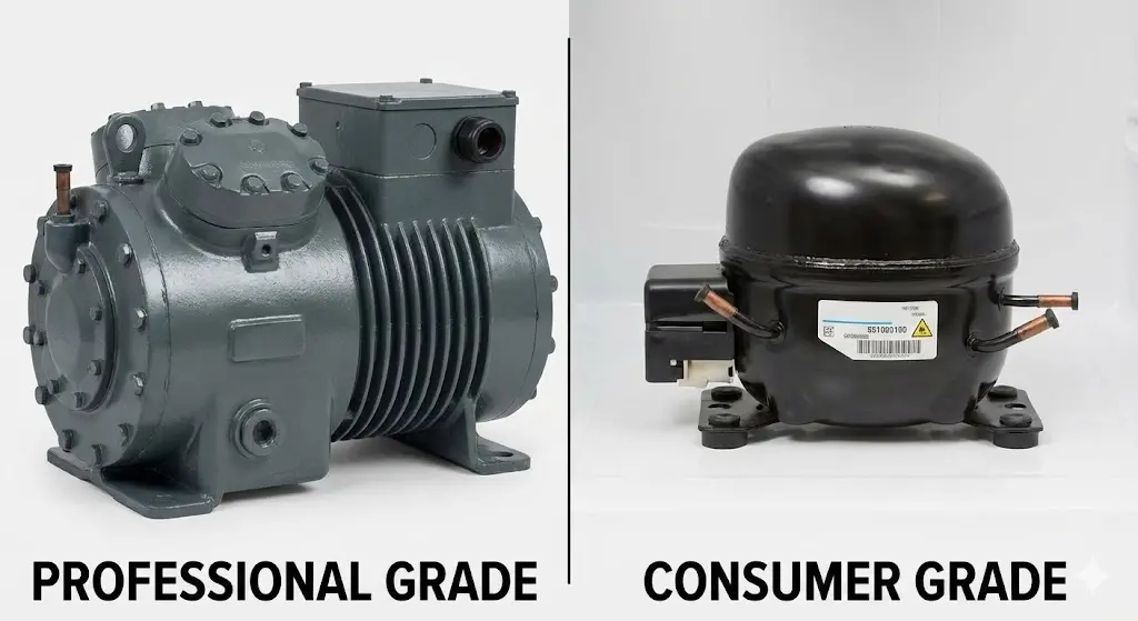 약국냉장고 고성능 산업용 컴프레서와 일반 모델 비교