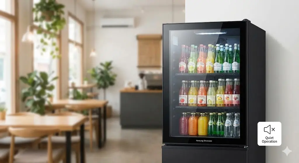 매장 분위기를 살리는 세련된 디자인의 저소음 음료수 냉장고 설치 실물