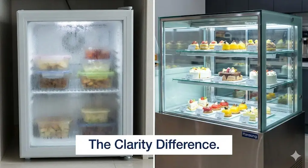 소형쇼케이스의 결로차이 비교 이미지 