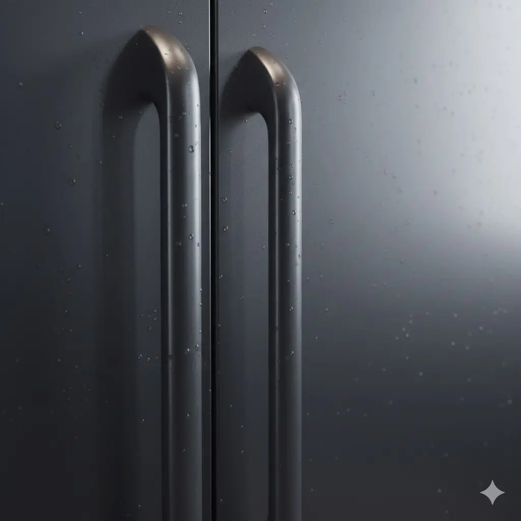 유격 없이 정교하게 마감된 프리미엄 업소용 냉장고 도어 디테일