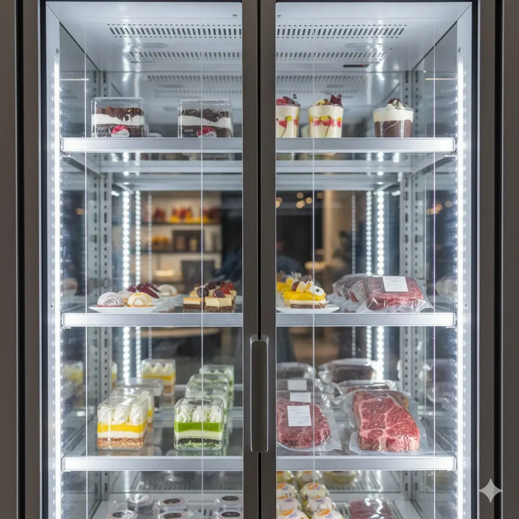 습기나 얼음 입자 없이 깨끗한 시야를 제공하는 냉동 쇼케이스 유리창