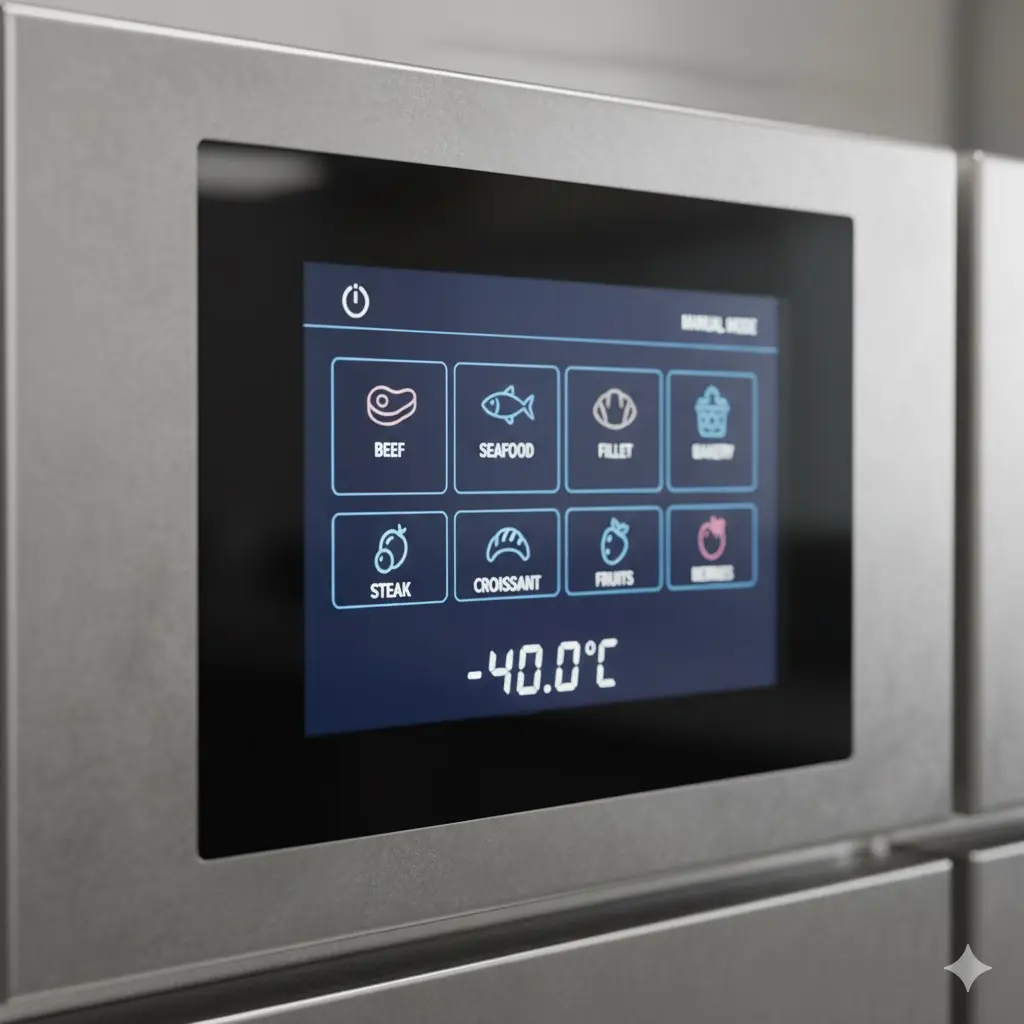 급속냉동고의 사용자 친화적인 디지털 터치스크린 디스플레이