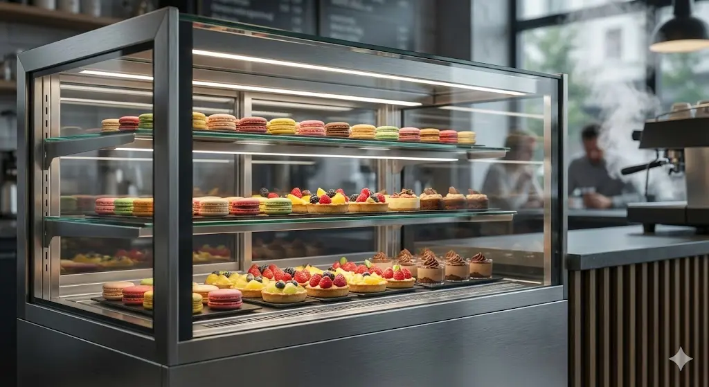 결로와 성에 없이 365일 투명함을 유지하는 디스플레이 습도가 높은 환경에서도 안개 현상 없이 제품을 완벽하게 투사하는 프리미엄 가열 유리 기술을 보여줍니다.