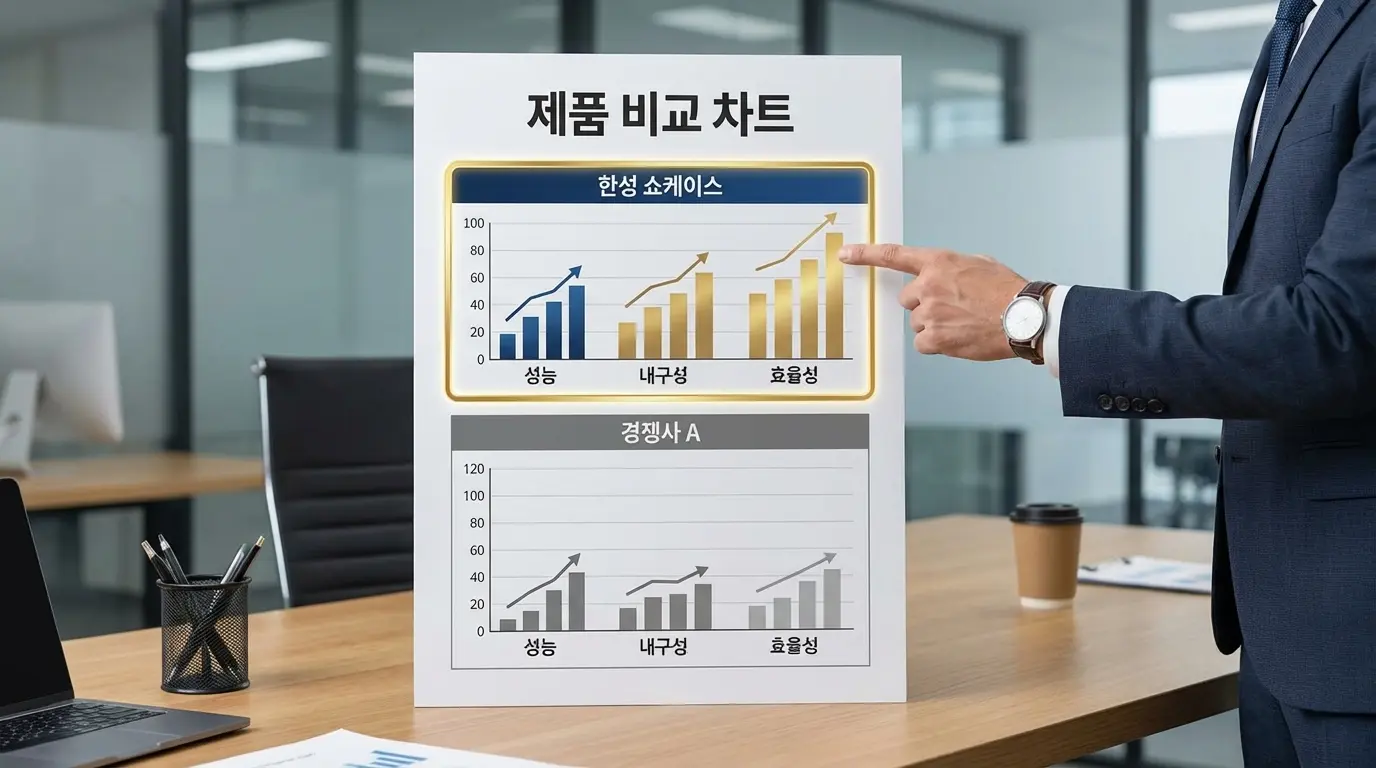 쇼케이스 브랜드별 성능 및 내구성을 비교한 데이터 차트