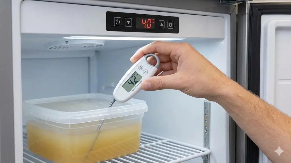 별도 온도계를 활용해 내부 실측 온도를 대조 점검하는 작업