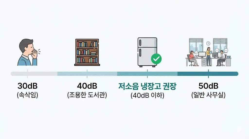 소음 수치별 소리 크기를 이해하기 쉽게 설명한 데시벨 차트