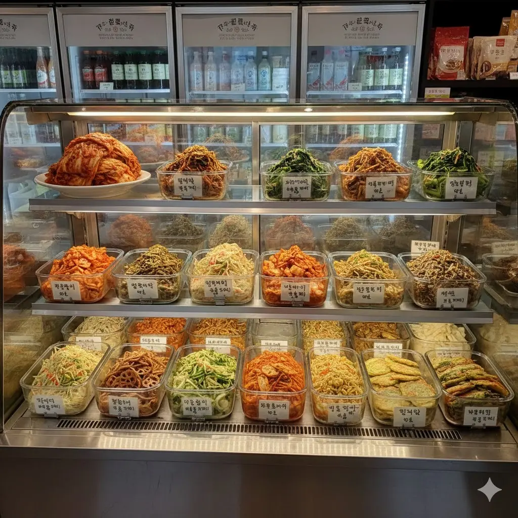 반찬쇼케이스중고 냉장고 내부 선반의  청결 상태를 확인할 있는 실사 이미지