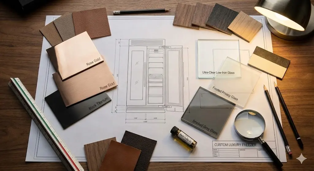 한성쇼케이스 제작에 사용되는 다양한 컬러의 최고급 스테인리스 샘플