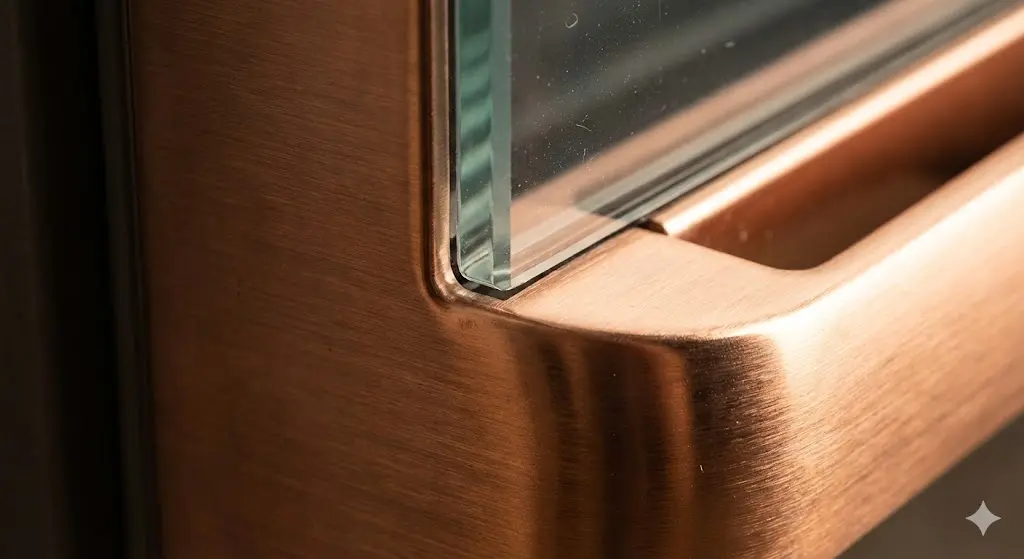 프리미엄 워크인냉장고의 로즈골드 도어 핸들 상세 이미지