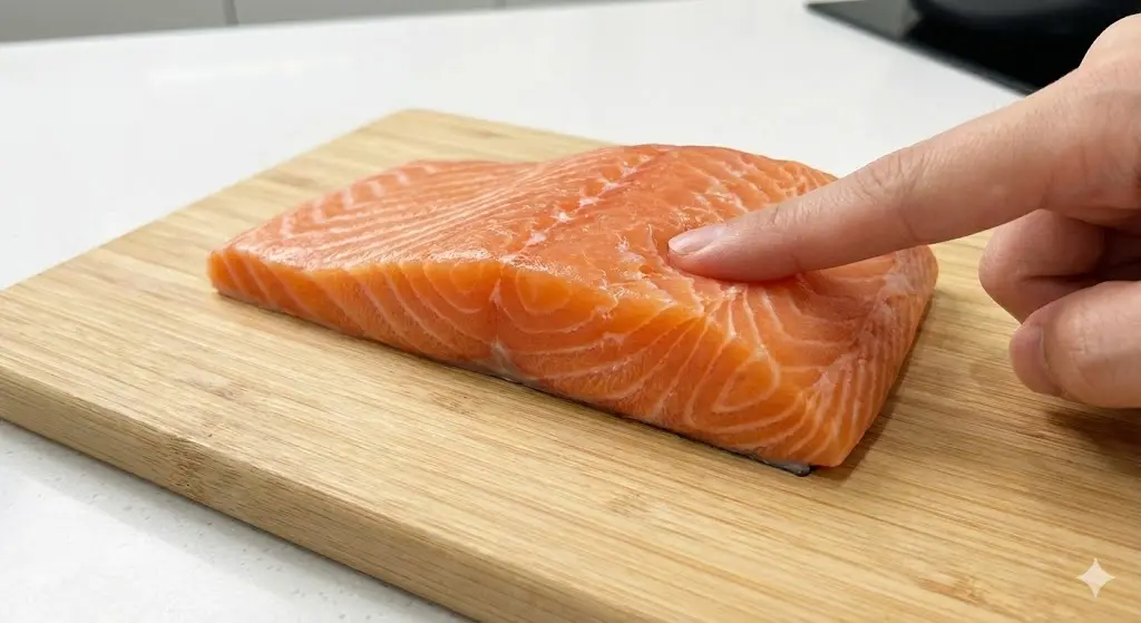 해동 후 드립 현상이 발생하지 않은 탄력 있는 생선 살의 모습