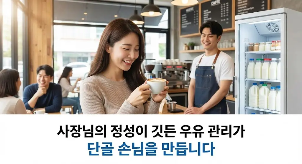 성공적인 카페 운영의 비결이 사장님의 세심한 관리에 있음을 강조하는 따뜻한 이미지입니다.