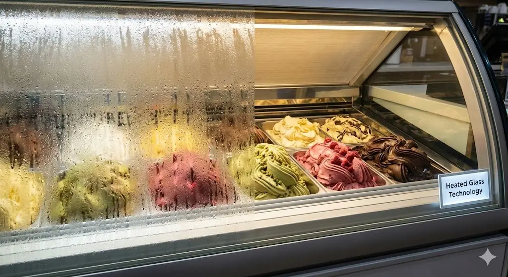 일반 유리와 결로 방지 열선 유리의 투명도 차이 시연