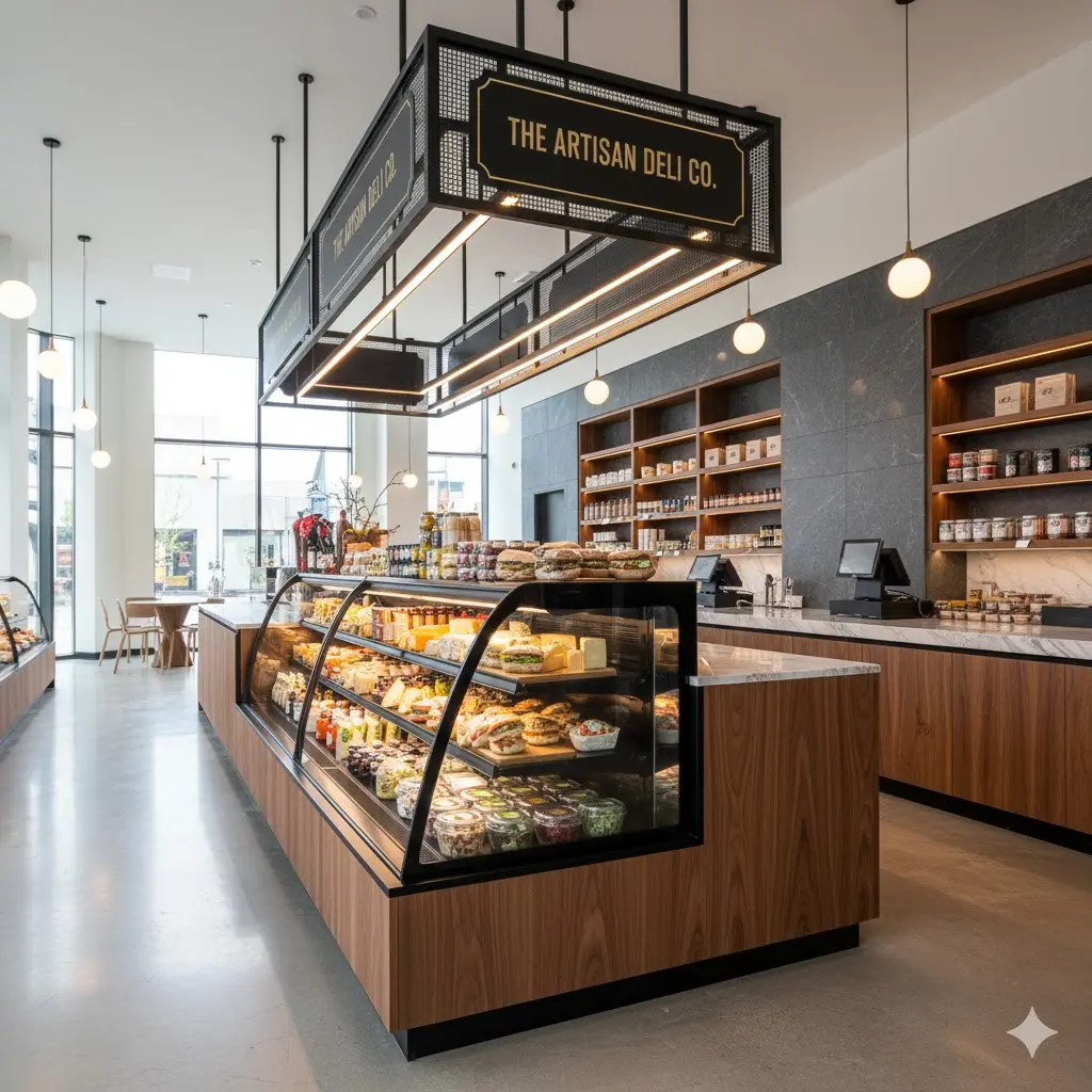 인테리어와 완벽하게 조화를 이루는 매립형 오픈다단쇼케이스 전경.