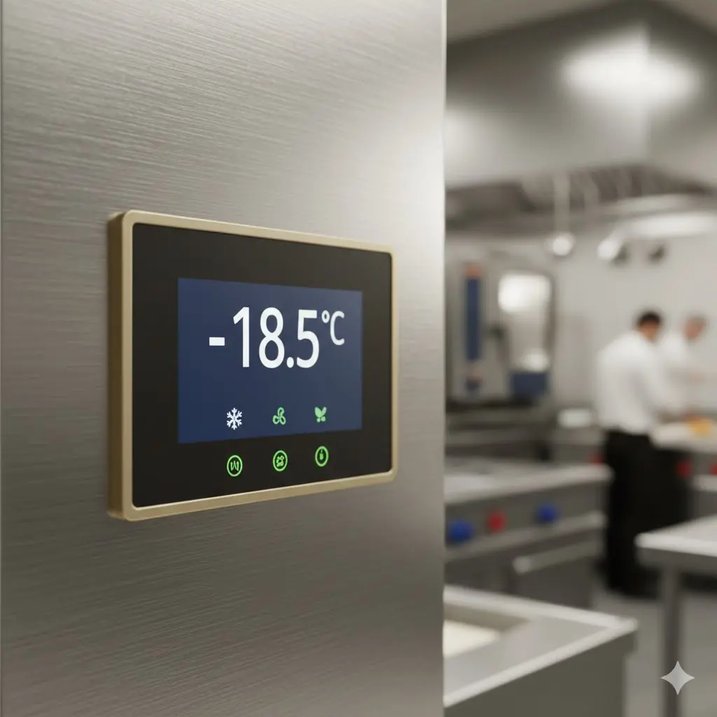 영하 18.5도를 표시하는 스마트 디지털 온도 조절기 상세샷.