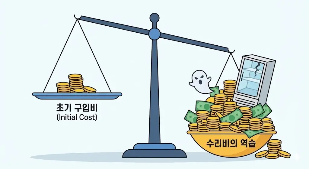 표준화된 부품 설계의 장점을 보여줍니다. 기술자가 표준 부품을 쉽게 교체하는 모습을 통해 유지보수의 용이성과 부품 단종에 대한 걱정이 없음을 강조합니다.