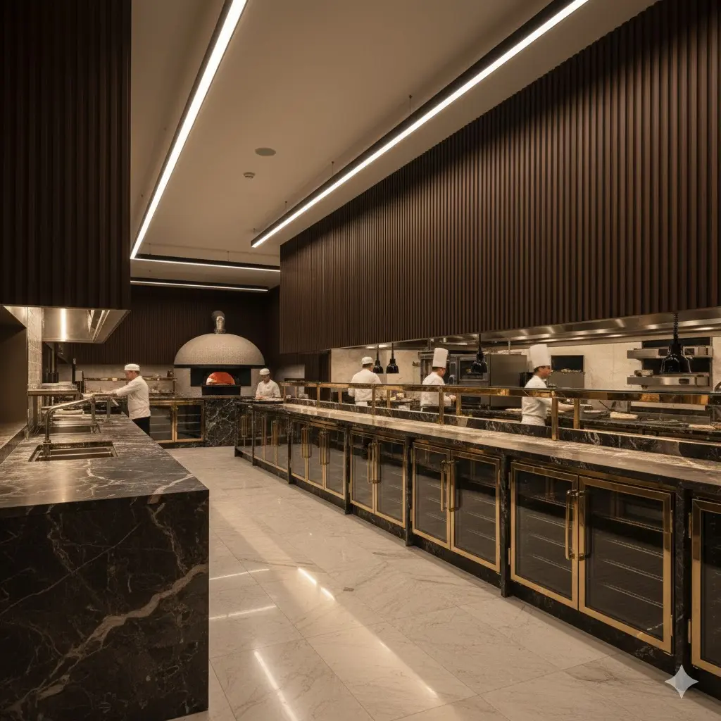 매장 전체 인테리어와 조화를 이루는 커스텀 빌트인 냉장고 시스템