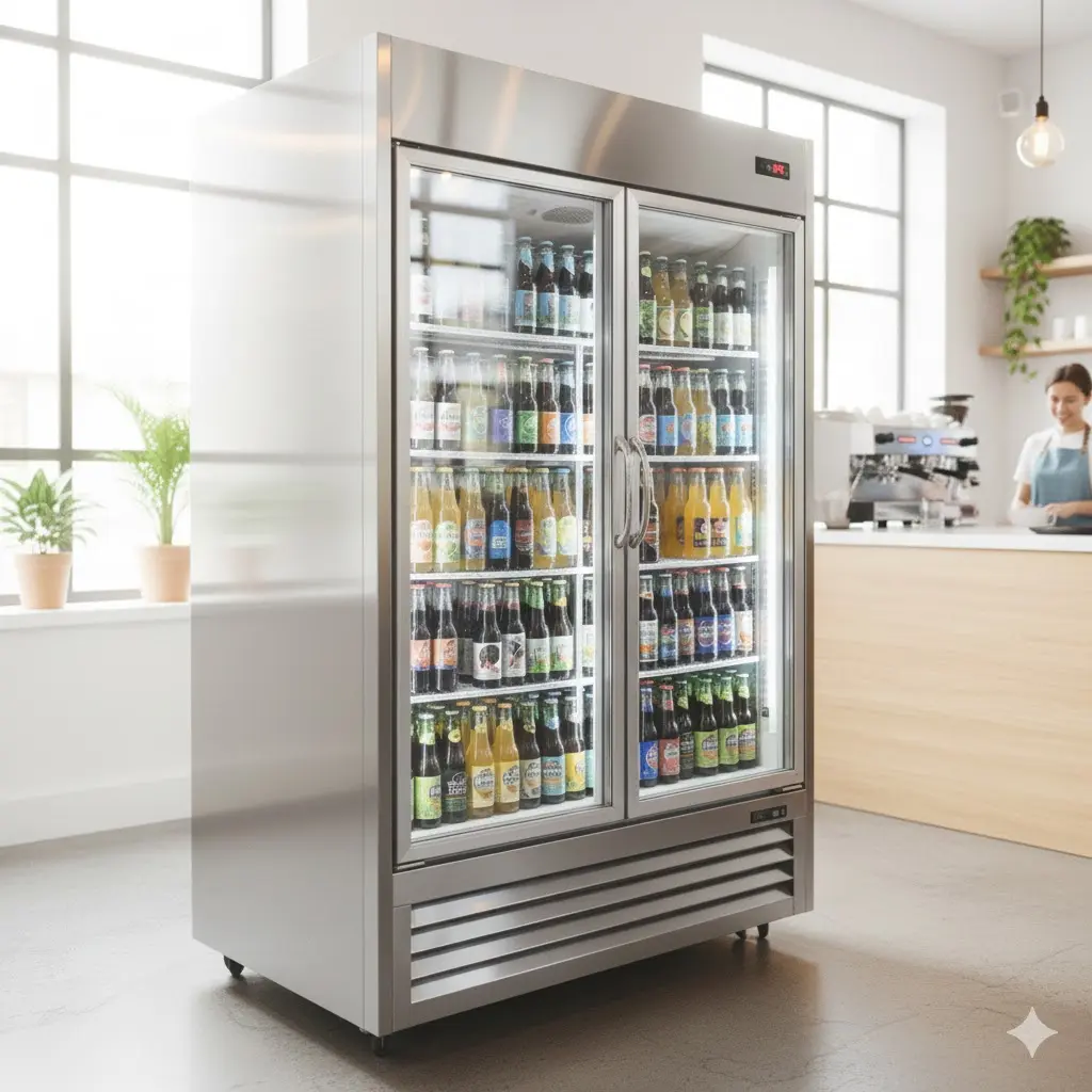 매장 동선에 맞춘 메탈 냉장고 실측 설계 예시(업소용 쇼케이스)