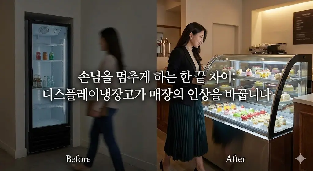 투명한 유리창을 통해 진열된 상품이 선명하게 보여 구매욕을 자극하는 유리 냉장고 대표 이미지