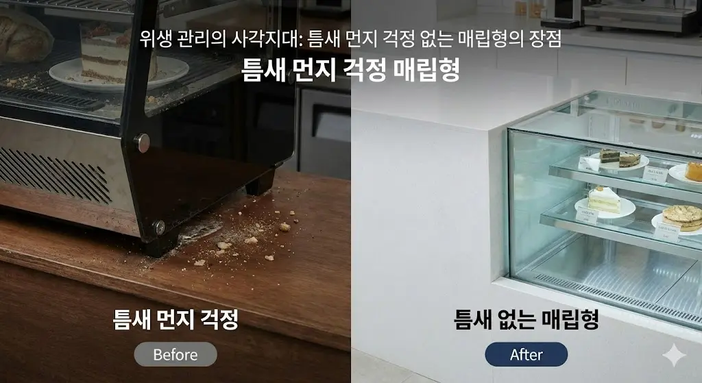 가구와 틈새 없이 밀착되어 위생적인 빌트인 마감