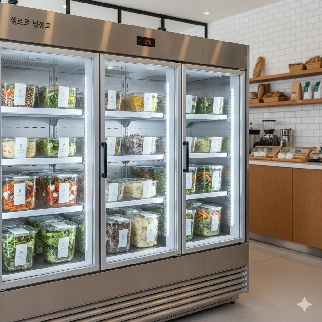반찬가게용 직선형 냉장고의 디자인 비교