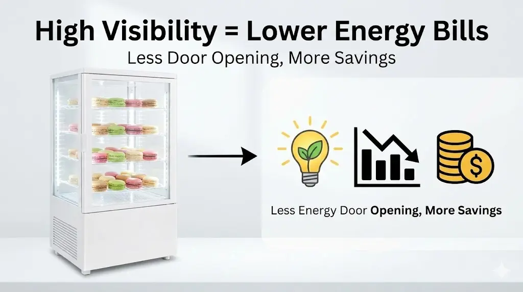 높은 시인성이 에너지 절감으로 이어지는 원리를 설명하는 인포그래픽 이미지