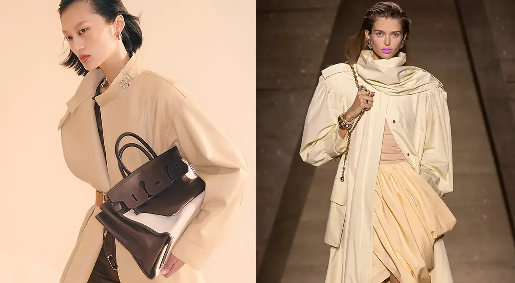 에르메스와 끌로에의 2026 봄 컬렉션, 베이지와 크림 컬러로 구성된 뉴트럴 계열 스타일링