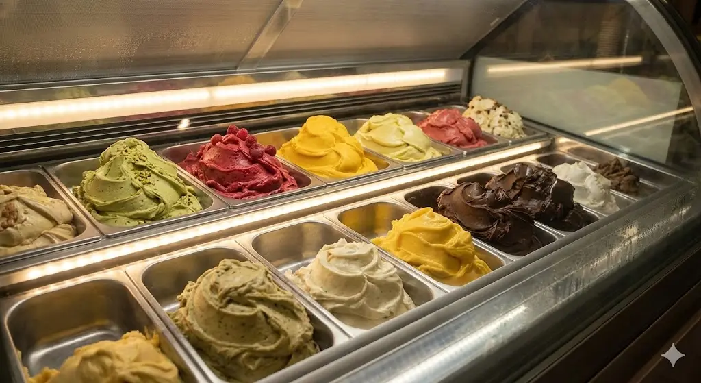 아이스크림의 색감을 극대화하는 하이엔드 전용 조명 시스템