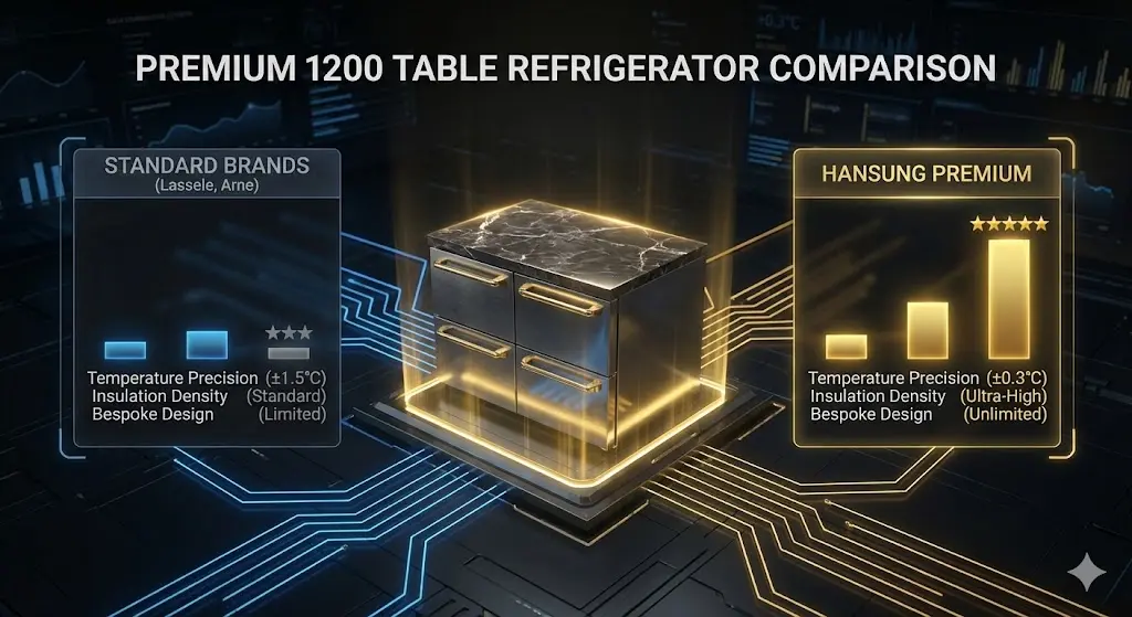 주요 1200테이블냉장고 브랜드별 기술 사양 및 디자인 가치 비교 인포그래픽 데이터