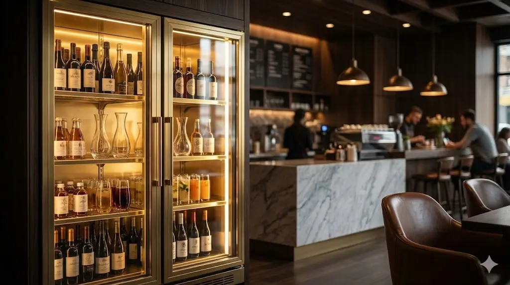 카페 인테리어와 조화를 이루는 고급스러운 프리미엄 음료수냉장고