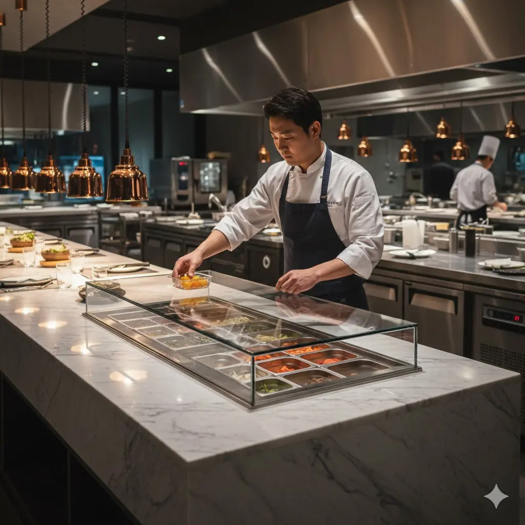 조리사의 동선을 배려한 맞춤형 설계로 주방의 효율을 극대화합니다.