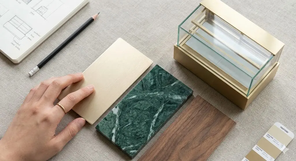 제과쇼케이스냉장고 전면 제작을 위한 프리미엄 소재 샘플들