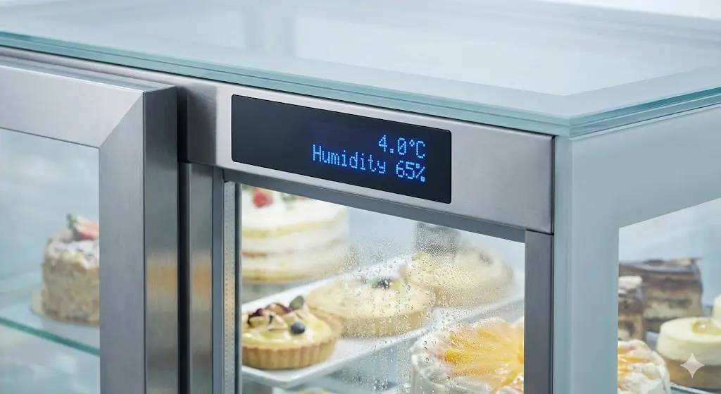 제과쇼케이스냉장고의 온도와 습도를 관리하는 디지털 패널 이미지