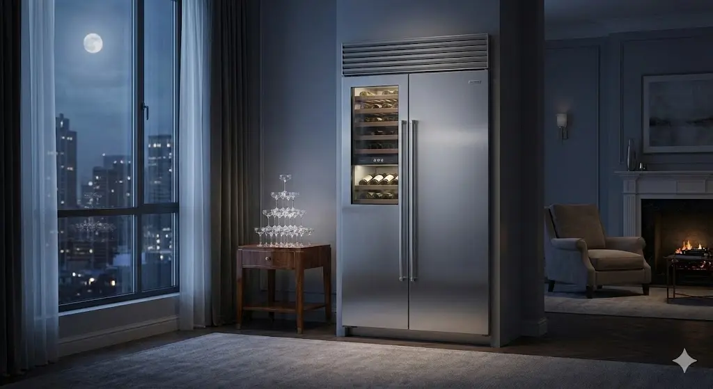 고요한 호텔 공간에 설치된 저소음 1등급 냉장고