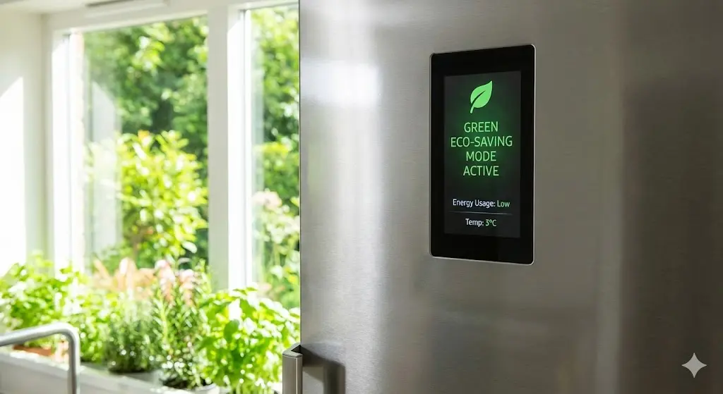 에너지 절감 모드가 활성화된 친환경 업소용 냉장고 이미지