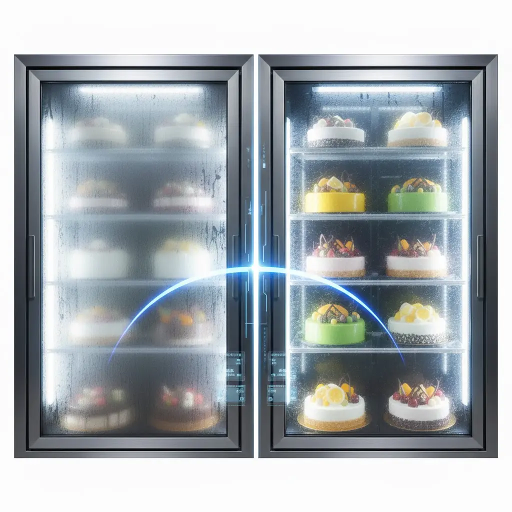 어떤 환경에서도 상품을 돋보이게 하는 한성쇼케이스의 스마트 안티-포그 솔루션.