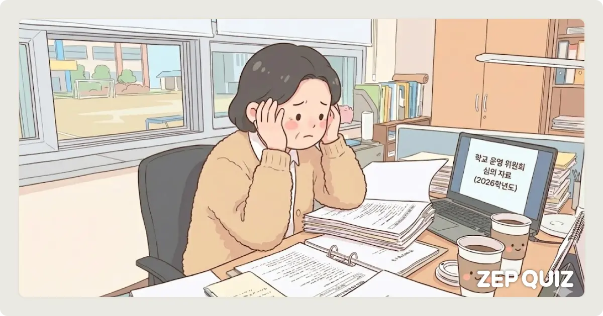 학교 운영 위원회 심의 준비로 고민하는 선생님