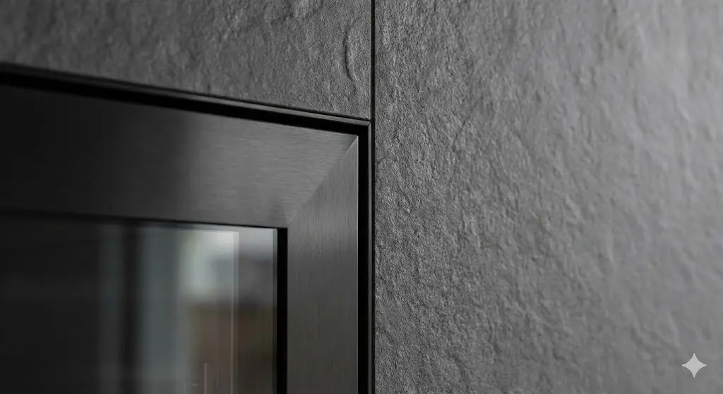 벽면 소재와 완벽하게 일체화되어 틈새 없이 매립된 하이엔드 제로-핏 정육냉장고 시공 디테일